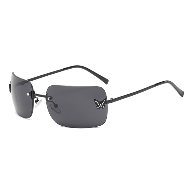 Frameless Diamond Sunglasses High Sense Square Frame Fashion Sunglasses for Men and Women