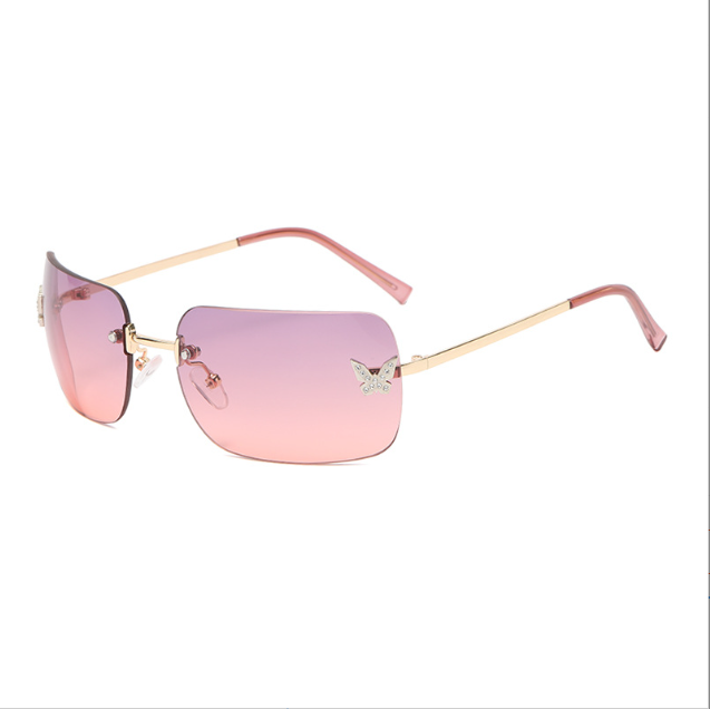 Frameless Diamond Sunglasses High Sense Square Frame Fashion Sunglasses for Men and Women