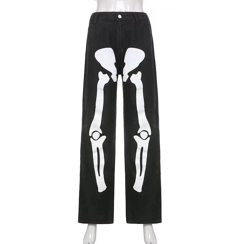 Skeleton Bone Graffiti Jeans for Men