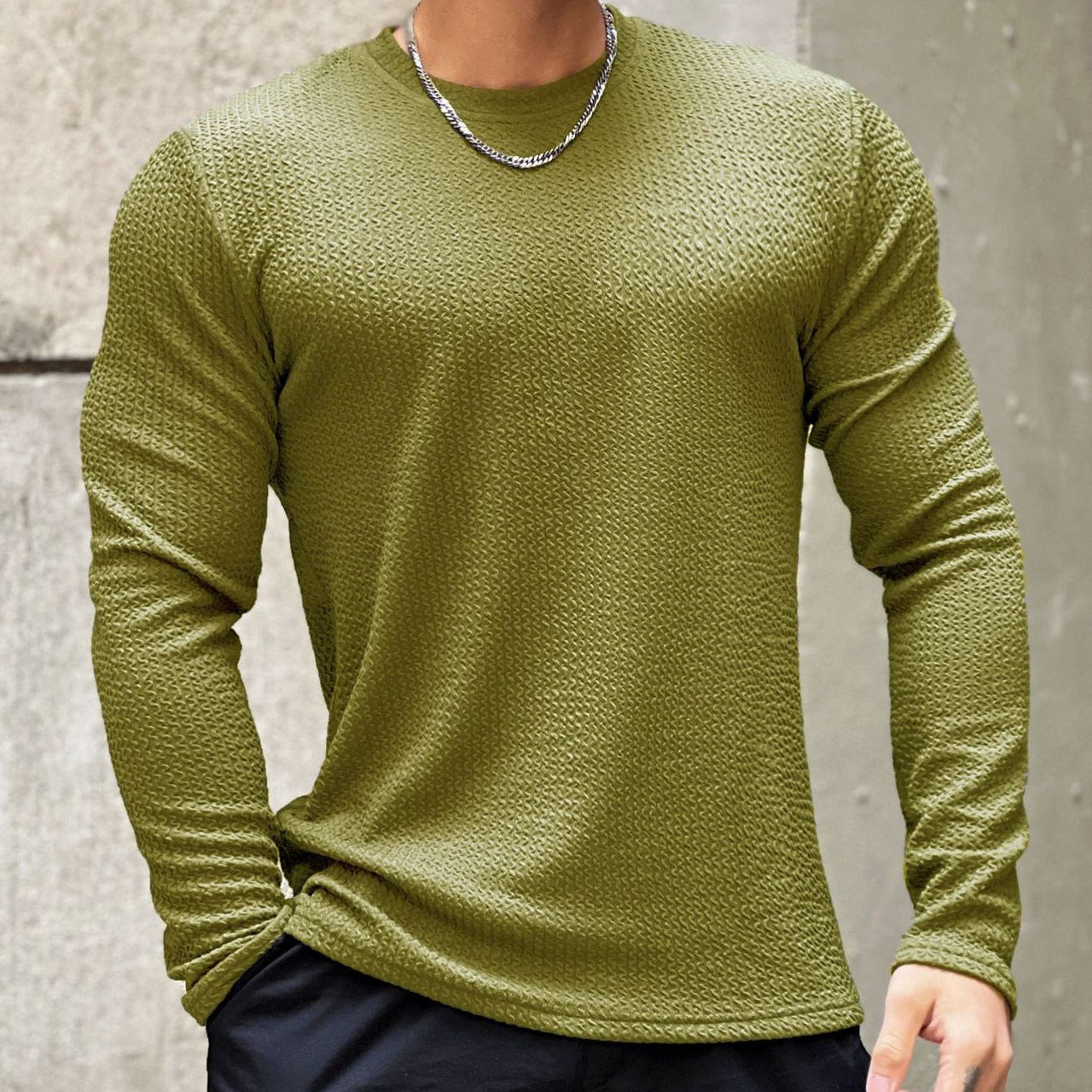 Fashion Knit Long Sleeve Top for Men  Autumn/Winter Casual Sweater