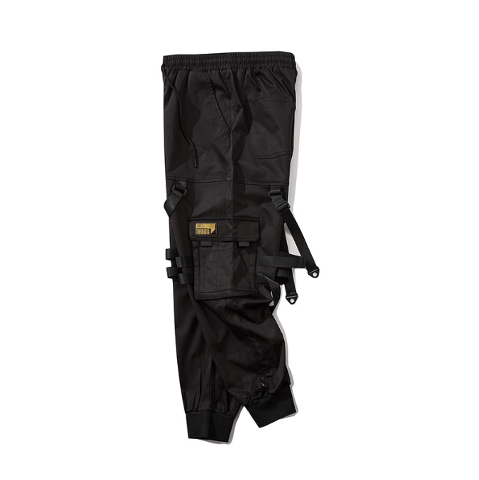 China Chic Diablo Functional Windwork Pants Men Fashion Brand Loose Fashion Parachutist Tactical Multi Pocket Strap Leggings