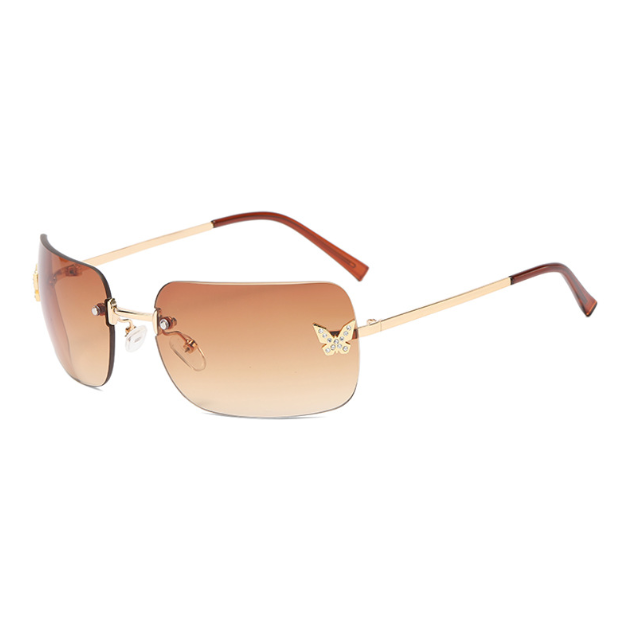 Frameless Diamond Sunglasses High Sense Square Frame Fashion Sunglasses for Men and Women