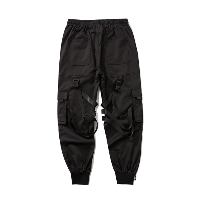 China Chic Diablo Functional Windwork Pants Men Fashion Brand Loose Fashion Parachutist Tactical Multi Pocket Strap Leggings