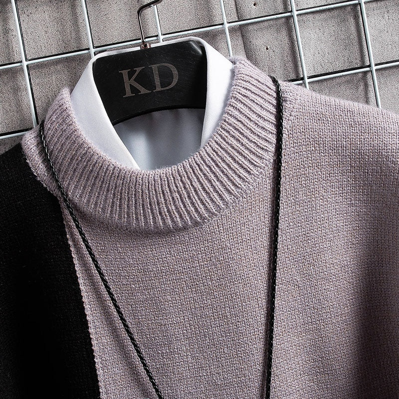 New Winter Cashmere Warm Sweater Men Turtleneck Mens Pullover Patchwork Slim Fit Sweaters Tops Knitted Men's Christmas Jumper