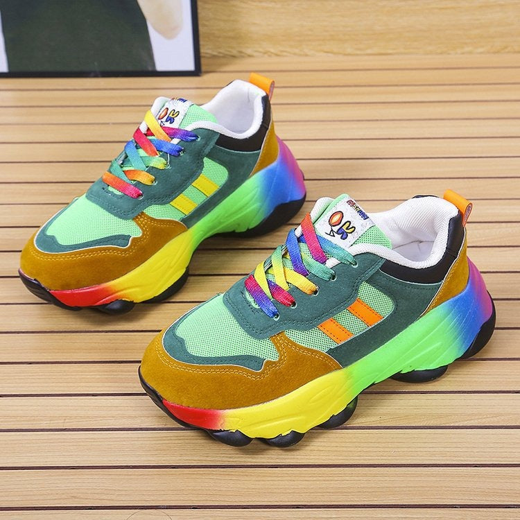 New Season Colorful Dads Shoes Hip Hop Street Sports Colored Casual Individualized Matsuke Rainbow Womens Shoes Large