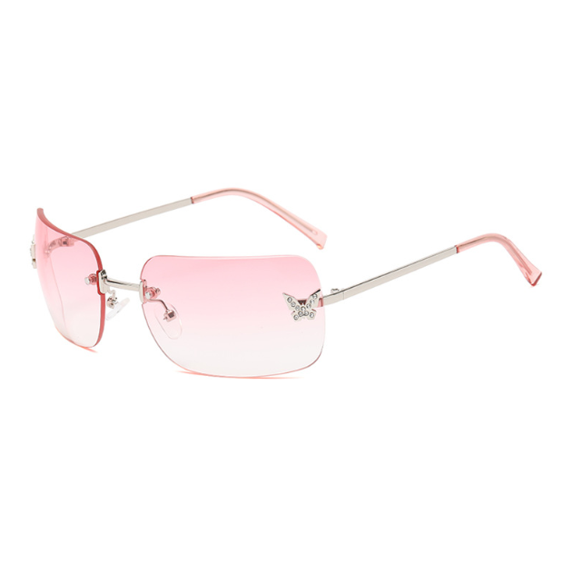 Frameless Diamond Sunglasses High Sense Square Frame Fashion Sunglasses for Men and Women