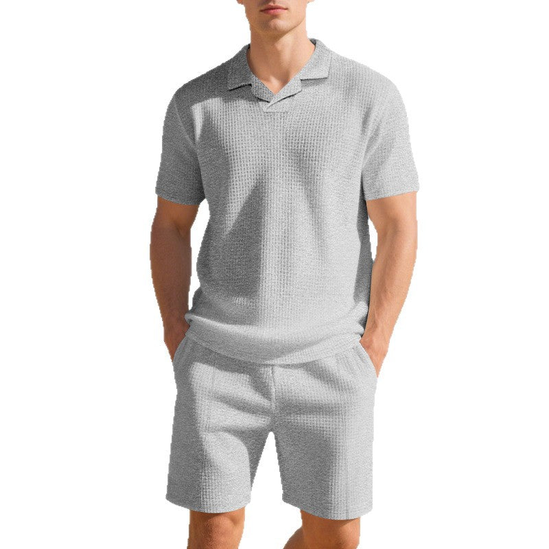 Loose men's polo shirt short sleeved shorts set for men