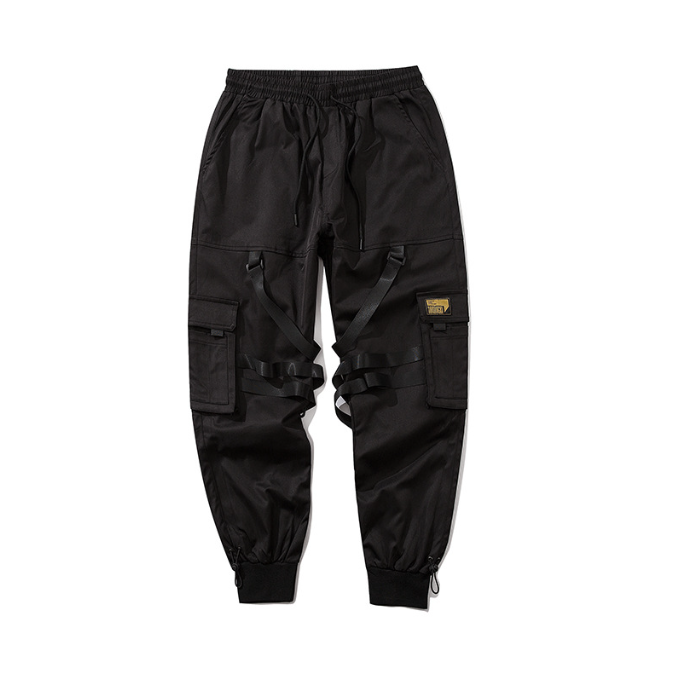 China Chic Diablo Functional Windwork Pants Men Fashion Brand Loose Fashion Parachutist Tactical Multi Pocket Strap Leggings