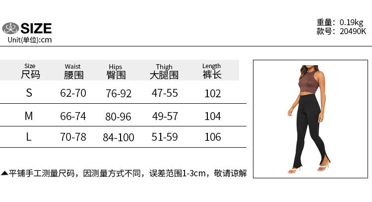 Europe and America foreign trade new fashion sports split yoga pants high waist tight-fitting urban casual pants